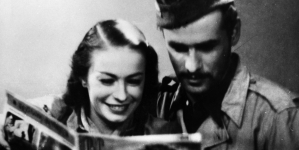 Danuta Szaflarska i Jerzy Duszyński w filmie Leonarda Buczkowskiego "Zakazane piosenki" z 1946 roku.