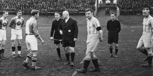 Mecz piłki nożnej Śląsk Niemiecki - Śląsk Polski na stadionie im. Hindenburga w Bytomiu 1.03.1936 r.