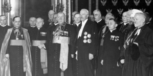 Składanie życzeń noworocznych prezydentowi RP Ignacemu Mościckiemu na Zamku Królewskim w Warszawie 1.01.1929 r.