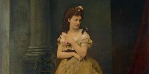 "Portret Heleny Modrzejewskiej w sukni balowej."