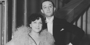 Mira Zimińska i Konrad Tom na Balu mody zorganizowanym przez Związek Autorów Dramatycznych w Warszawie 9.01.1937 roku.