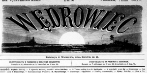 Okładka czasopisma "Wędrowiec" z 1 stycznia 1885 roku (nr 1, R. 23).