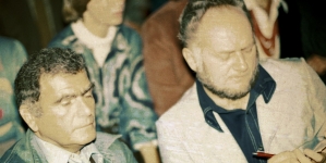 Janusz Morgenstern i Jerzy Bajdar podczas Festiwalu Polskich Filmów Fabularnych w Gdańsku 1977 roku.