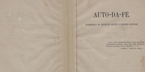 Cyprian Kamil  Norwid "Auto-da-fé: komedya w jednym akcie" (strona tytułowa, 1859 r.)