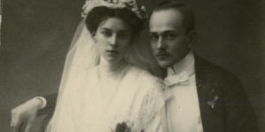 Zdjęcie ślubne Tadeusza Grocholskiego i Zofii z Russanowskich. Kraków, listopad 1911.