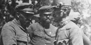 Spotkanie oficerów Komendy Legionów Polskich z oficerami I Brygady w sierpniu 1916 roku.