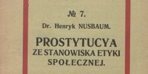 Henryk  Nusbaum "Prostytucya ze stanowiska etyki społecznej" (strona tytułowa)