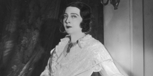 Maria Przybyłko-Potocka jako George Sand w przedstawieniu "Lato w Nohant" Jarosława Iwaszkiewicza w Teatrze Małym w Warszawie w 1937 r.