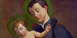Stanisław Kostka trzymający na rękach małego Jezusa.