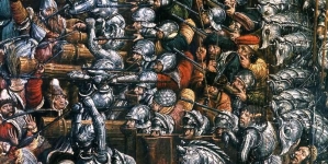 Walczące w zwarciu oddziały pancerne na obrazie "Bitwa pod Orszą 8 IX 1514".