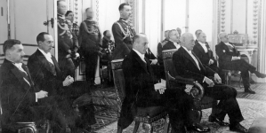 Składanie życzeń noworocznych prezydentowi RP Ignacemu Mościckiemu na Zamku Królewskim w Warszawie  1.01.1934 r.