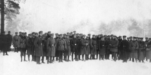 Inspekcja wojsk I Brygady Legionów Polskich przeprowadzana przez generała Felixa von Bartha i pułkownika Stanisława Szeptyckiego w Zambrowie 13.01.1917 r.