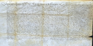 Dokument króla Francji Ludwika XIV  potwierdzający, że Jan Andrzej Morsztyn z Radzymina wraz z żoną i dziećmi otrzymał prawa szlachty francuskiej.