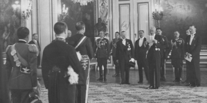 Złożenie listów uwierzytelniających prezydentowi RP Ignacemu Mościckiemu przez ambasadora Włoch w Polsce Alberto Martina Franklina 4.06.1929 r.