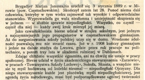  Notka biograficzna Mariana Januszajtisa opublikowana w 1917 r.  