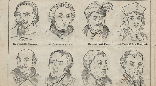  Strona 4 "Atlasu 300 portretów w drzeworytach zasłużonych w narodzie Polaków i Polek" z roku 1860.  