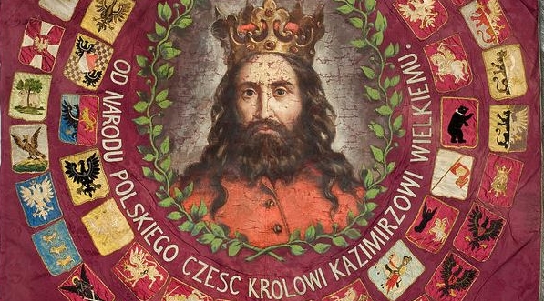  Chorągiew sporządzona na uroczystość ponownego pochówku Kazimierza Wielkiego w 1869 r.  
