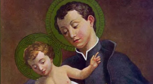  Stanisław Kostka trzymający na rękach małego Jezusa.  