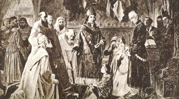  "Kard. Oleśnicki okazuje kr. Jagielle zniszczony przez husytów obraz N.M.P. Częstrochowskiej."  