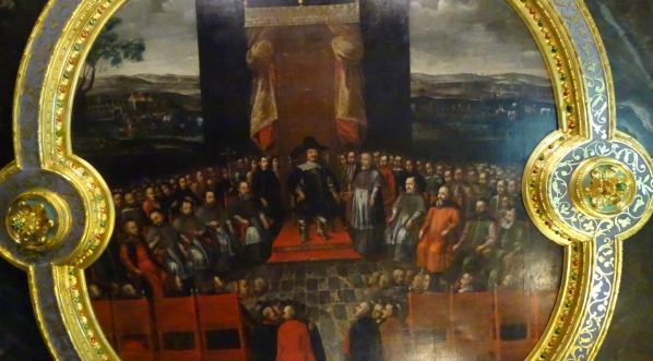  „Sąd nad arianami” z plafonu Pałacu Biskupów Krakowskich w Kielcach, wykonany przez warsztat Tomasza Dolabelli.  