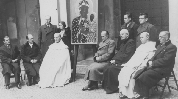  Poświęcenie kopii obrazu Matki Bożej Częstochowskiej przeznaczonej do kościoła w Karwinie, listopad 1938 roku.  
