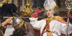 "Bolesław Śmiały zabija Św. Stanisława" Aleksandra Augustynowicza.