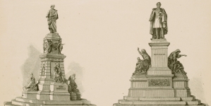 Trzy projekty pomnika Adama Mickiewicza w Krakowie.