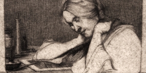 "Akwaforcistka - Portret Zofii Stankiewiczówny" Ignacego Łopieńskiego.