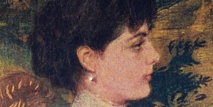 "Portret kobiety w jasnej bluzce : profil" Teodora Axentowicza.