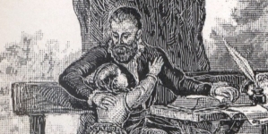 "Jan Kochanowski z Orszulką, pod lipą, w Czarnymlesie." Walerego Eljasza.