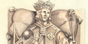 "Posąg nagrobny króla Kazimierza Jagiellończyka dłuta Wita Stwosza, w Kaplicy Świętego Krzyża w katedrze na Wawelu" Leona Dembowskiego.