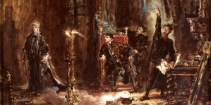 " Twardowski wywołujący ducha Barbary przed Zygmuntem Augustem" Jana Matejki.