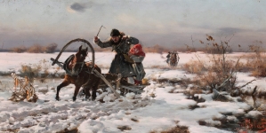 'Przeprawa sankami przez roztopy" Juliana Fałata.