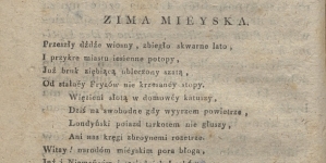 Debiut poetycki Mickiewicza - "Zima mieyska" w Tygodniku Wileńskim z 31 października 1818.