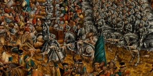 "Bitwa pod Orszą 8 IX 1514" (fragment obrazu ukazujący główną fazę bitwy).