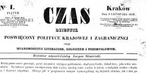 Pierwsza strona pierwszego wydania dziennika "Czas"