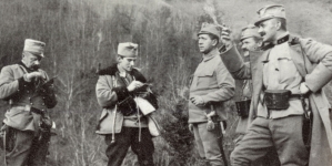Oficerowie Komendy Legionów w czasie bitwy pod Okomezo w grudniu 1916 roku.