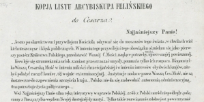 "Kopja listu Arcybiskupa Felińskiego do Cesarza."