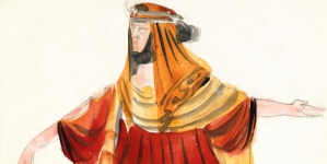 Projekt Wincentego Drabika kostiumu kapłana do sztuki "Król Agis" Juliusza Słoawckiego.