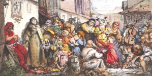 Szkic do obrazu "Skazana" Władysława Rossowskiego.