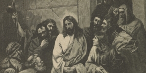 "Chrystus wychodzący ze świątyni" według obrazu Tomasza Lisiewicza.