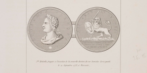 Rycina przedstawiająca medal wybity z okazji ponownej elekcji Stanisława I w 1733 roku.