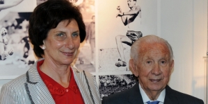Irena Szewińska z Juanem Antonio Samaranchem w Muzeum Sportu i Turystyki w Warszawie w 2009 r.