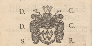 Herb Dobiesława Cieklińskiego (spersonalizowany herb rodu Awdańców), w druku z roku 1633.