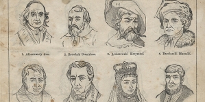 Strona 1 "Atlasu 300 portretów w drzeworytach zasłużonych w narodzie Polaków i Polek" z roku 1860.