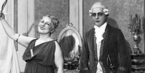 Aniela Szlemińska i Adam Dobosz w przedstawieniu operowym "Mignon" w Teatrze im. Juliusza Słowackiego w Krakowie w grudniu 1934 r.