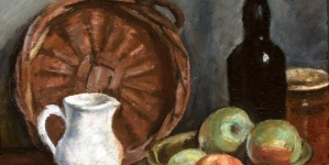 "Martwa natura z czarną butelką" Józefa Pankiewicza.