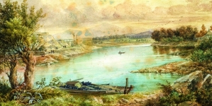 "Pejzaż z okolic Krakowa" Leona Dembowskiego.