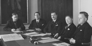 Posiedzenie jury, które przyznało państwową nagrodę muzyczną za 1936 rok, kompozytorowi Kazimierzowi Sikorskiemu, Warszawa, 1.03.1936 r.