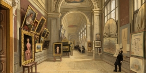 "Wnętrze wystawy TZSP w gmachu b. klasztoru Bernardynów" Władysława Aleksandra Maleckiego.